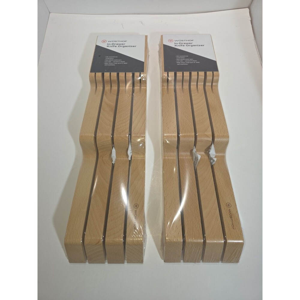 Wusthof In-Drawer Knife Organizer 7-Slot Beechwood Storage Tray NEW (set of 2)
